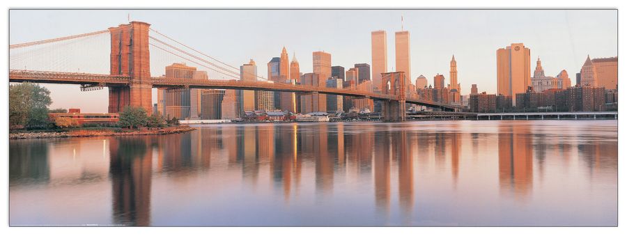 artopweb Sohm - Brooklyn Bridge And Manhattan Sunrise Decorative MDF Panel (140x50cm)