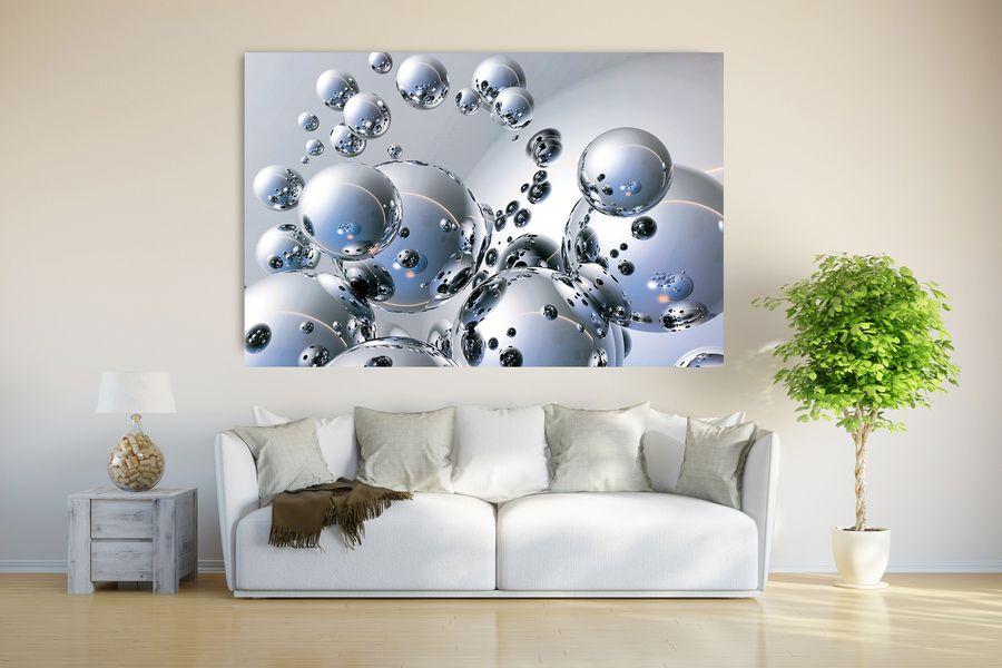 Artopweb Trevor Scobie - Silver Orbs Decorative MDF Panel (175x115cm)