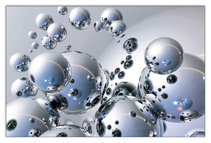 artopweb Trevor Scobie - Silver Orbs Decorative MDF Panel (175x115cm)