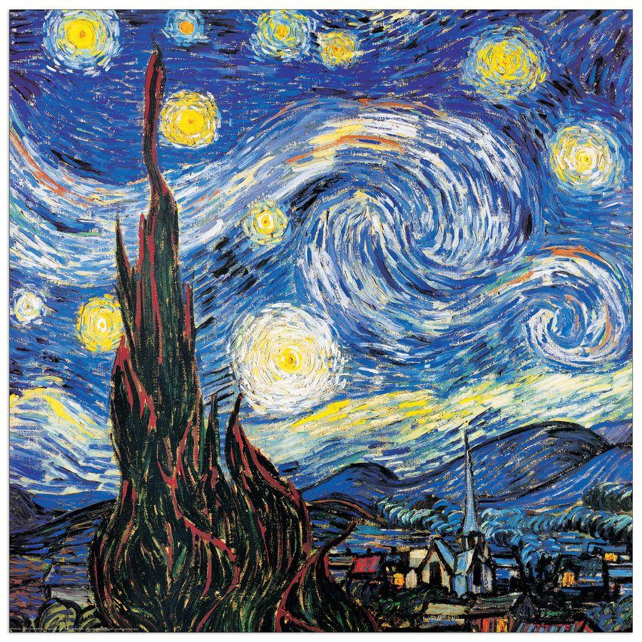 artopweb Van Gogh - Notte Stellata Detail Decorative MDF Panel (30x30cm)