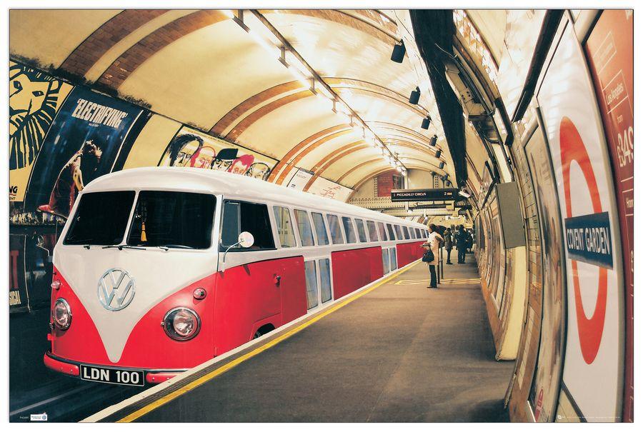 artopweb VW Camper tube train Decorative MDF Panel (90x60cm)