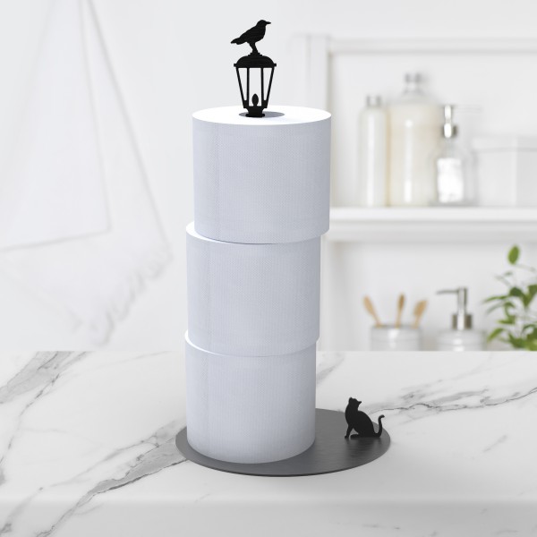 Artori Design Cat Vs. Crow – Paper Towel Holder – Black