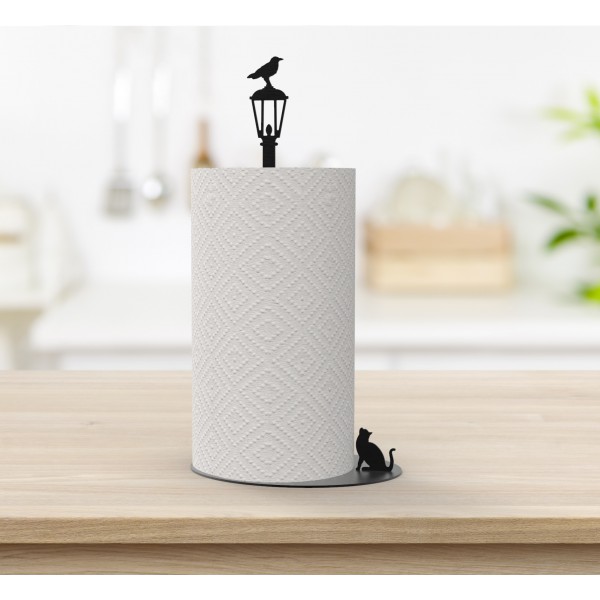 artori design Cat Vs. Crow – Paper Towel Holder – Black