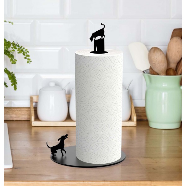 artori design Dog Vs. Cat – Paper Towel Holder – Black