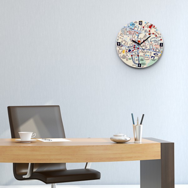 Artori Design Center Of Jeruslaem Map Wall Clock – English