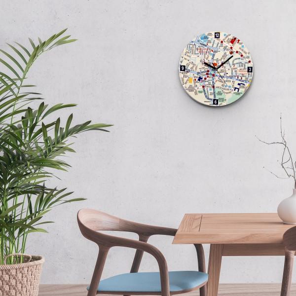 Artori Design Center Of Jeruslaem Map Wall Clock – English