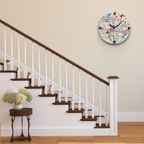 Artori Design Center Of Jeruslaem Map Wall Clock – Hebrew