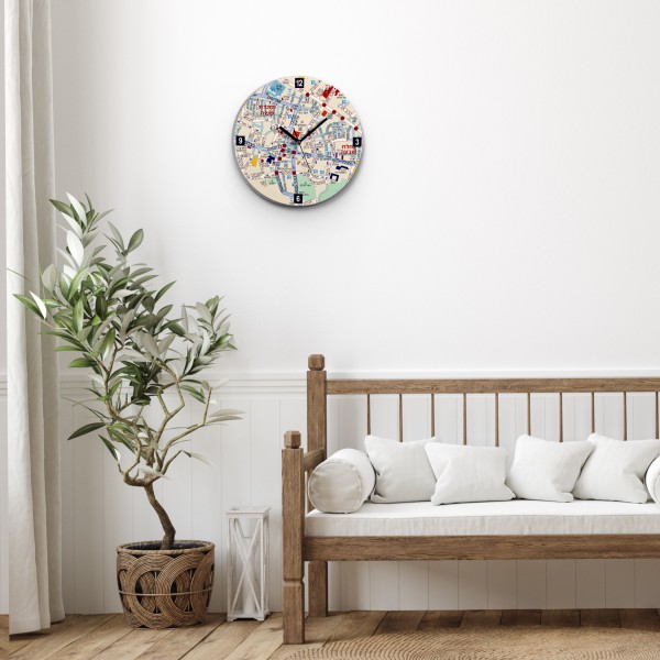 Artori Design Center Of Jeruslaem Map Wall Clock – Hebrew