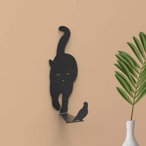 Artori Design Feline Felon Rack – Black Metal Cat Hook For Bags Coats Umbrellas Etc