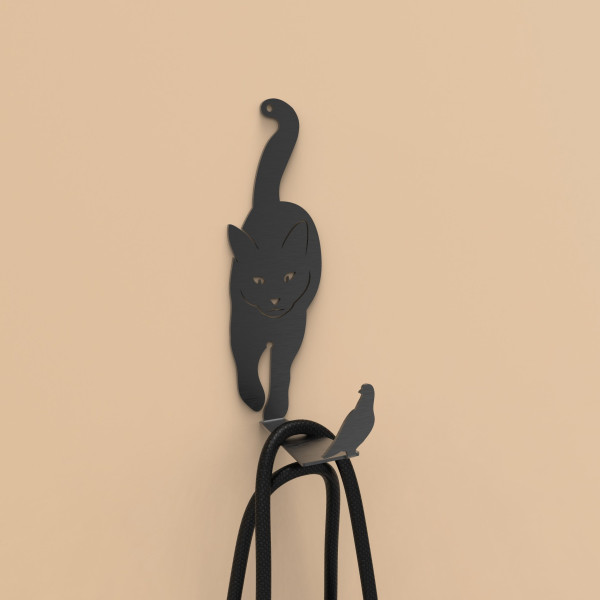 Artori Design Feline Felon Rack – Black Metal Cat Hook For Bags Coats Umbrellas Etc