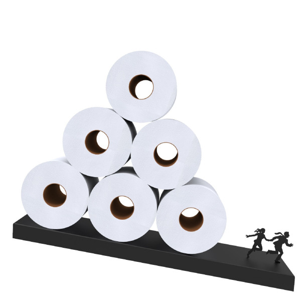 artori design Metal Wall-Mounted Toilet Paper Holder – Slanted Shelf with Running Couple Design – “Avalanche”