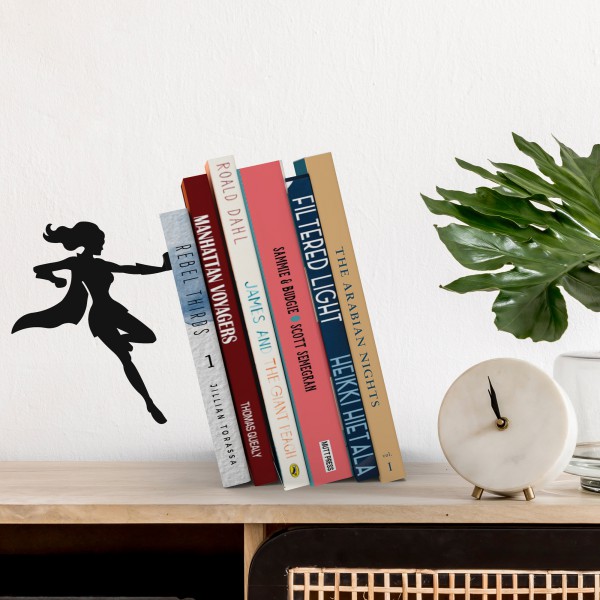 Artori Design Supergal Bookend – Metal Bookend Featuring A Superhero Female Character