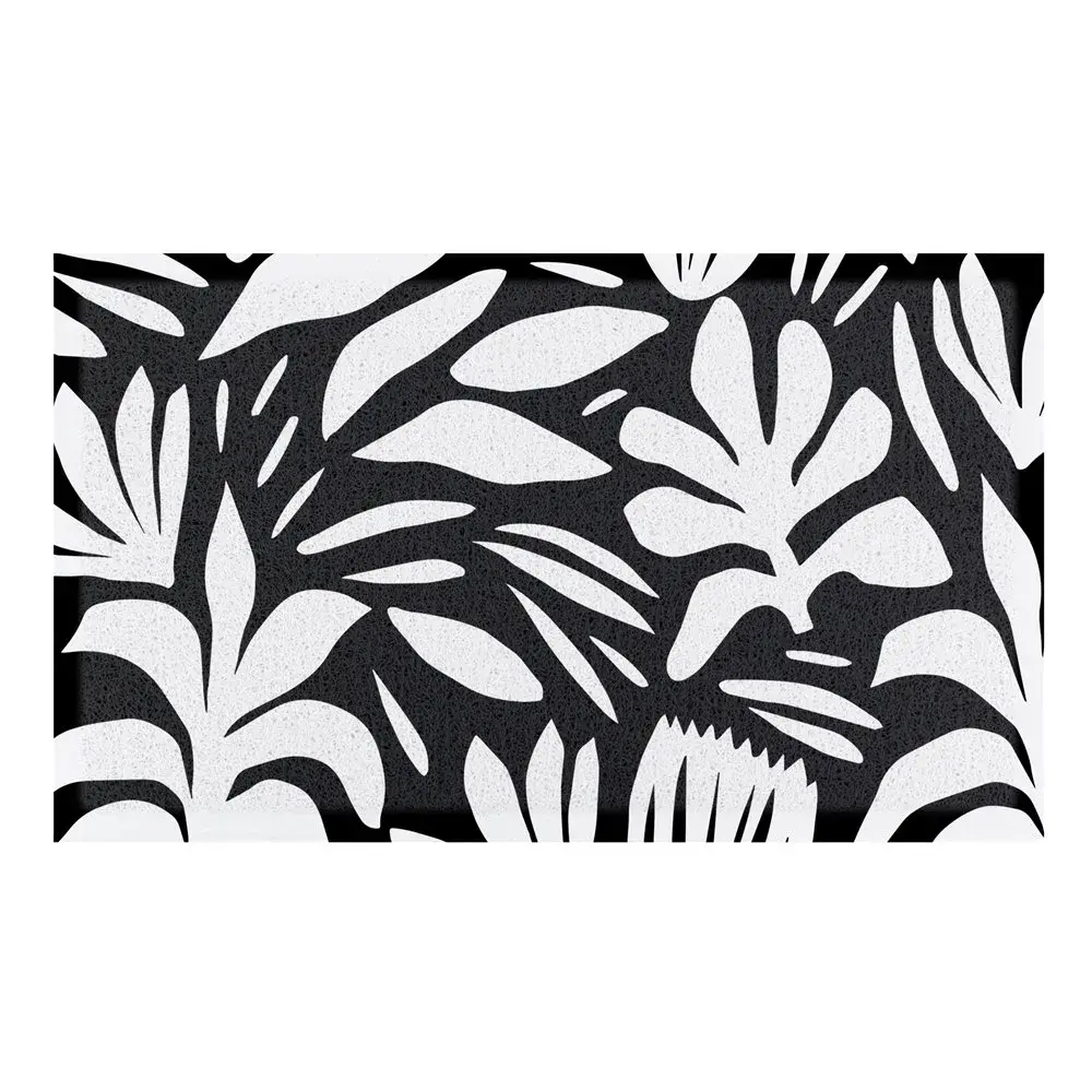 Artsy Doormats Abstract Leaf Black And White Indoor & Outdoor Doormat – 70x40cm