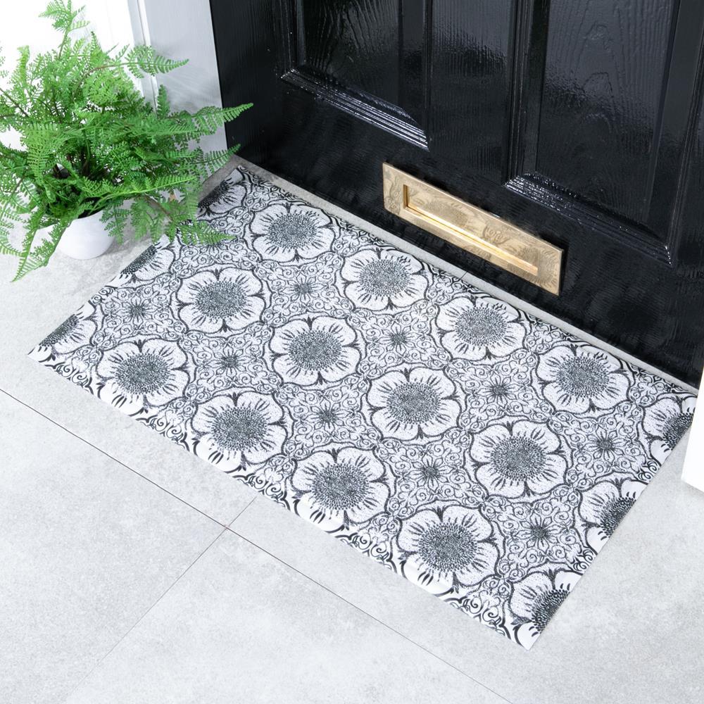 artsy doormats Black Flower Doormat (70 x 40cm)