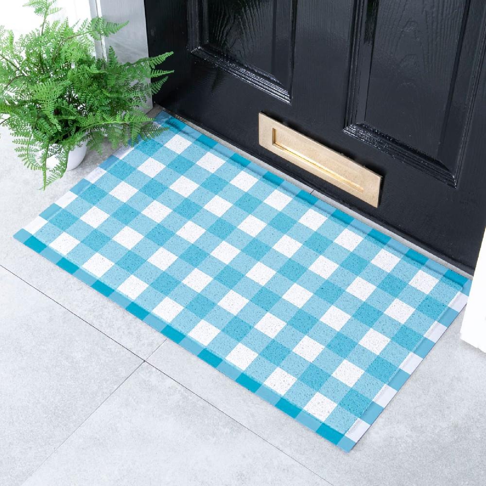 artsy doormats Blue Gingham Doormat (70 x 40cm)