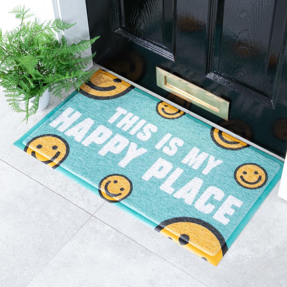 artsy doormats Blue Happy Place Doormat (70 x 40cm)