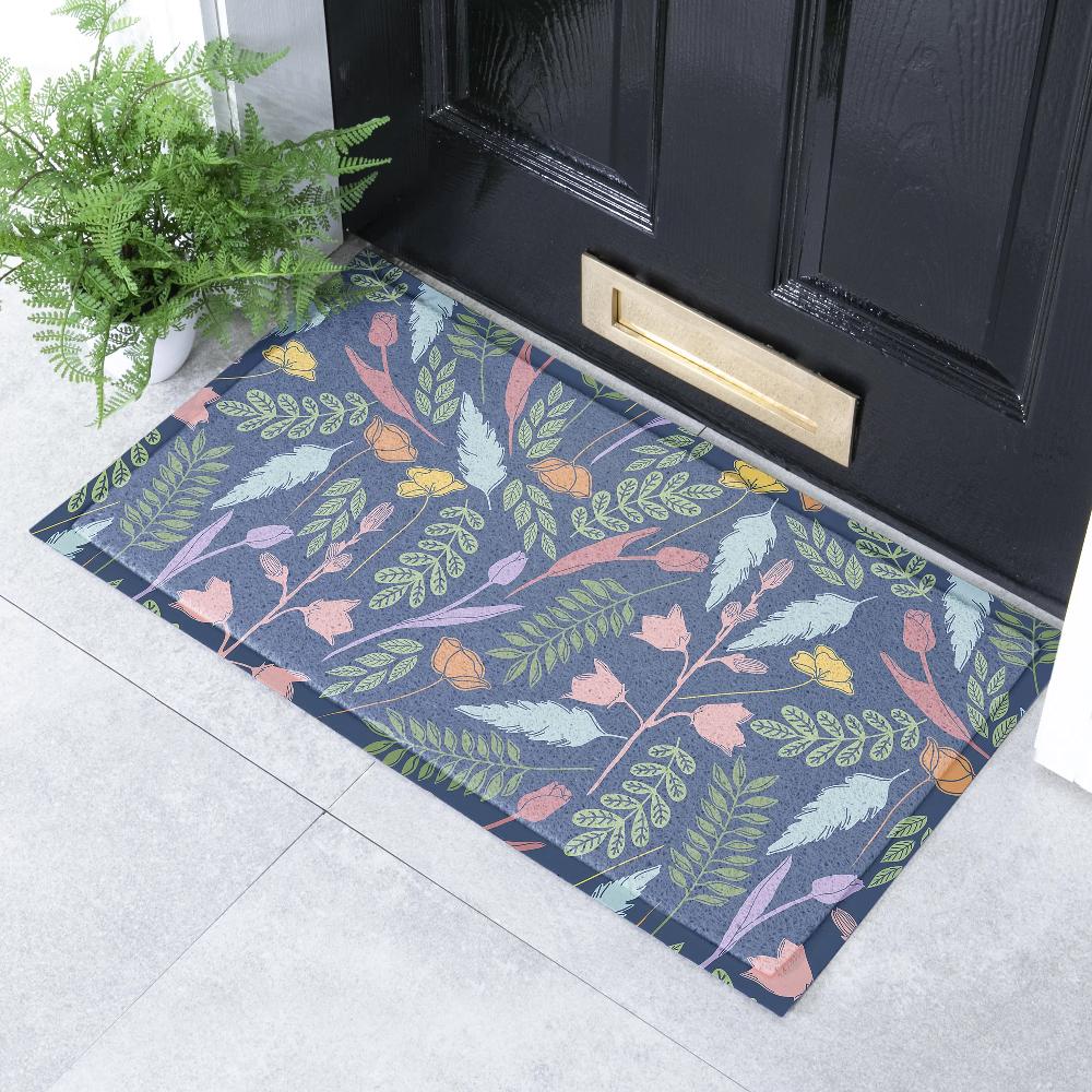 Artsy Doormats Blue Leaves Doormat (70 X 40cm)