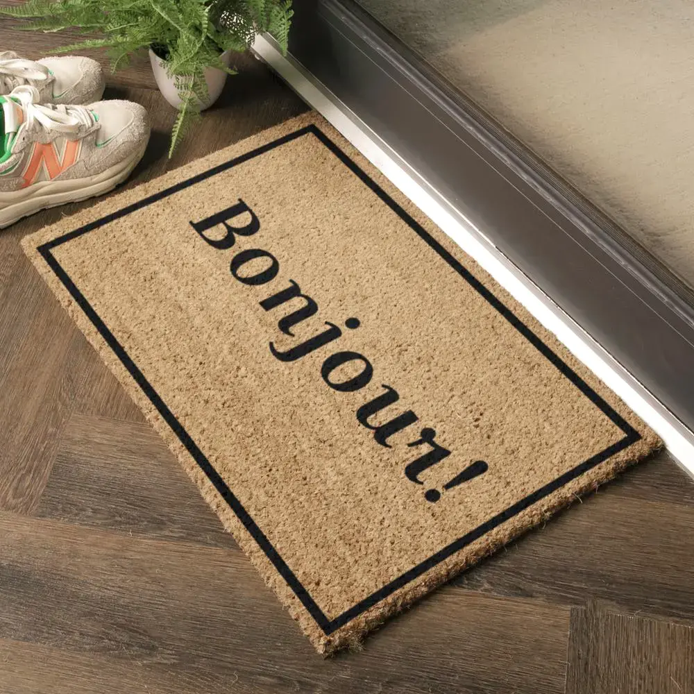 Artsy Doormats Bonjour Doormat With Border Doormat