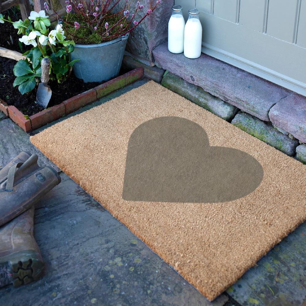 artsy doormats Country Grey Heart Large Doormat