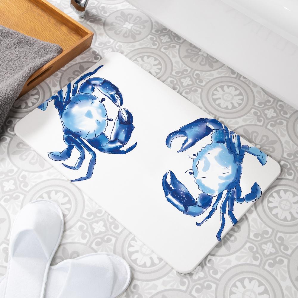 artsy doormats Crabs White Non Slip Stone Bath Mat