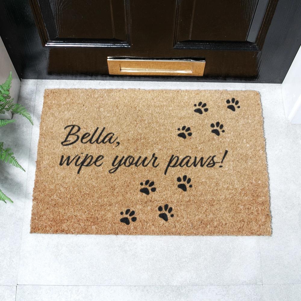 artsy doormats Dog Wipe Your Paws Custom Doormat