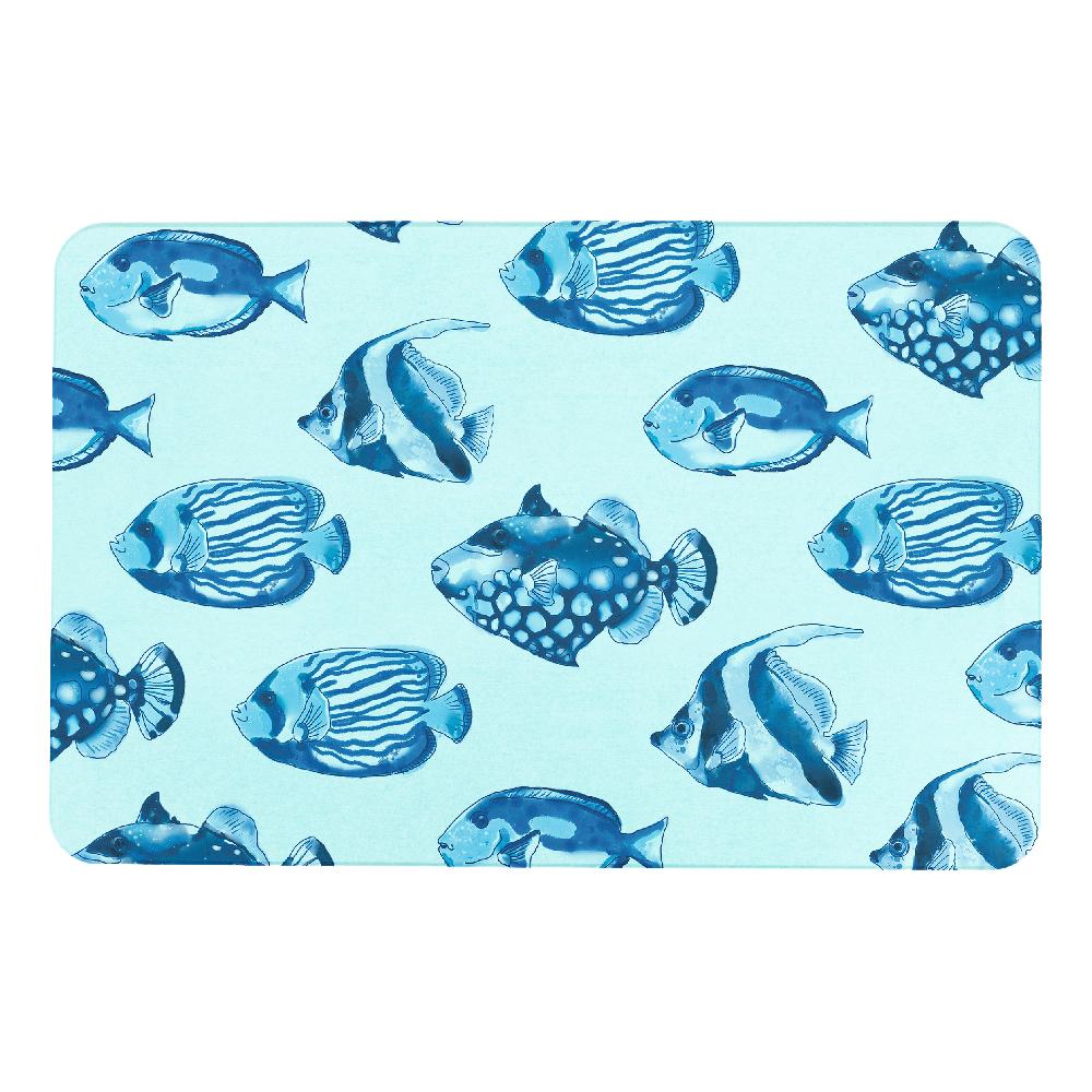 Artsy Doormats Fish Blue Non Slip Stone Bath Mat