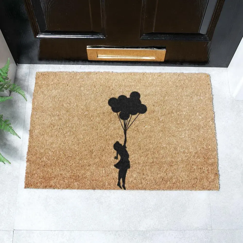 artsy doormats Flying Balloon Girl Doormat