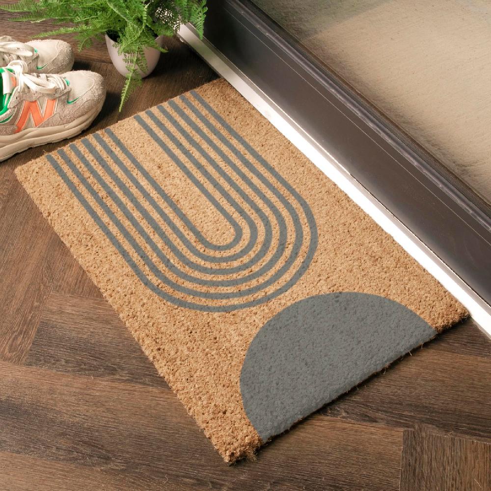 Artsy Doormats Grey Abstract Half Moon Doormat