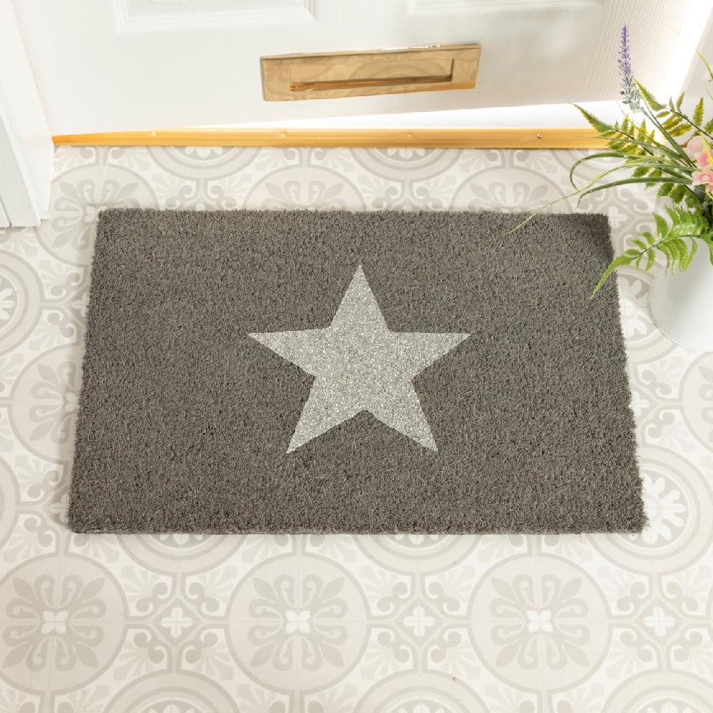 artsy doormats Grey Glitter Star Doormat