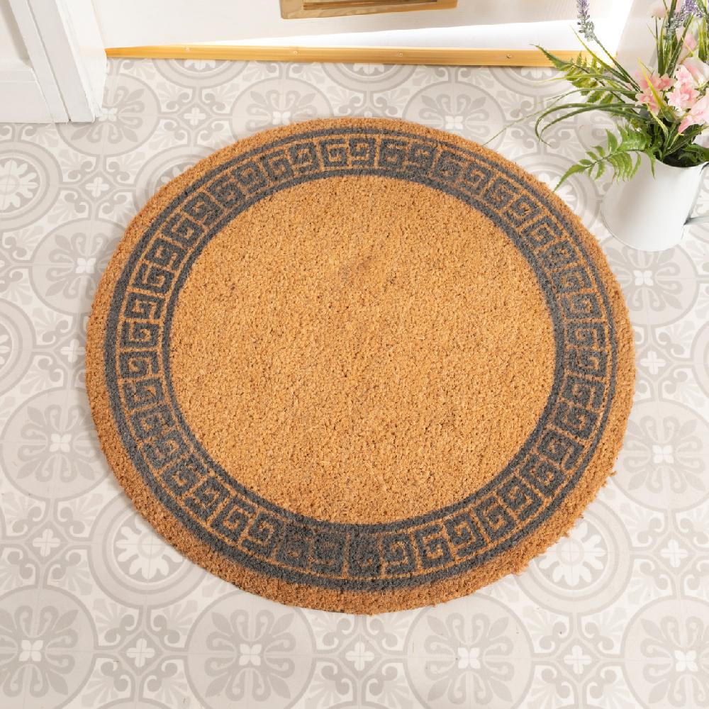 artsy doormats Grey Greek Border Circle Doormat