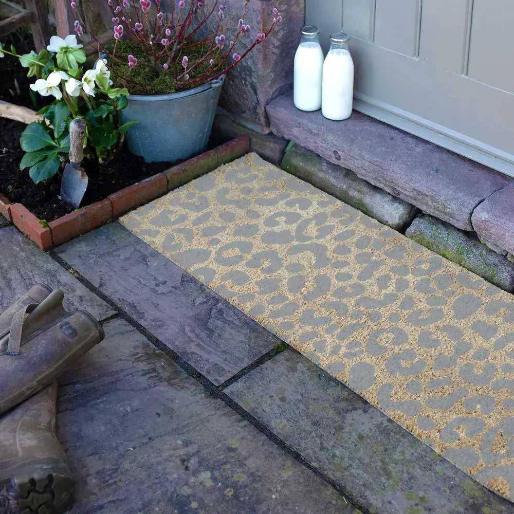 Artsy Doormats Grey Leopard Print Double Doormat