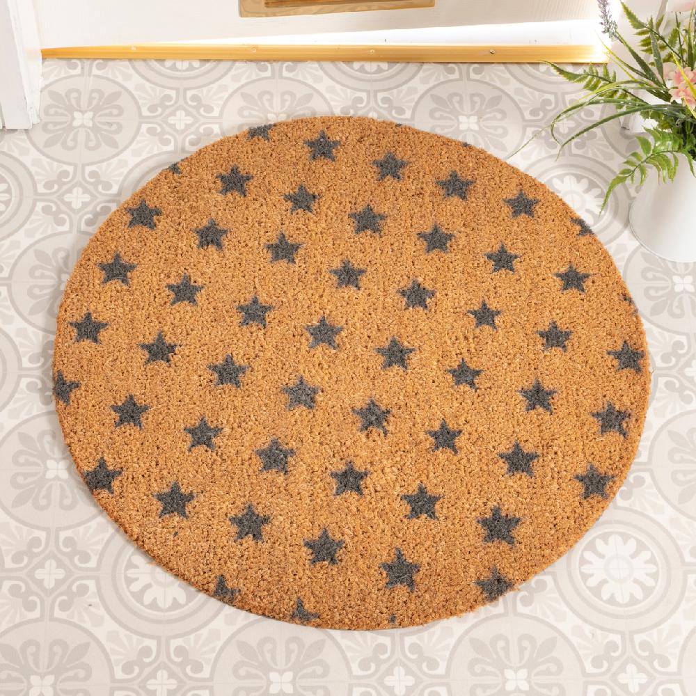 artsy doormats Grey Stars Circle Doormat