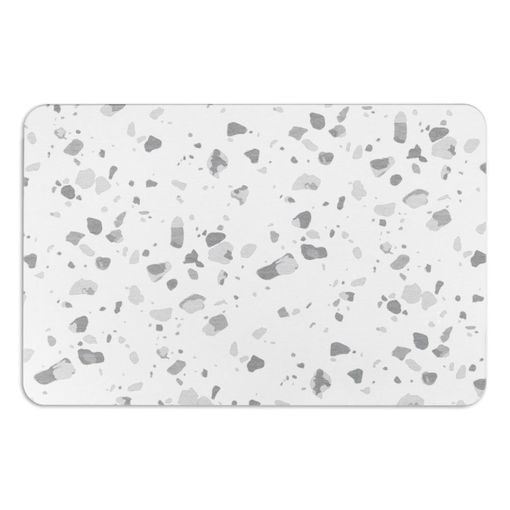 Artsy Doormats Grey Terrazzo White Stone Bath Mat