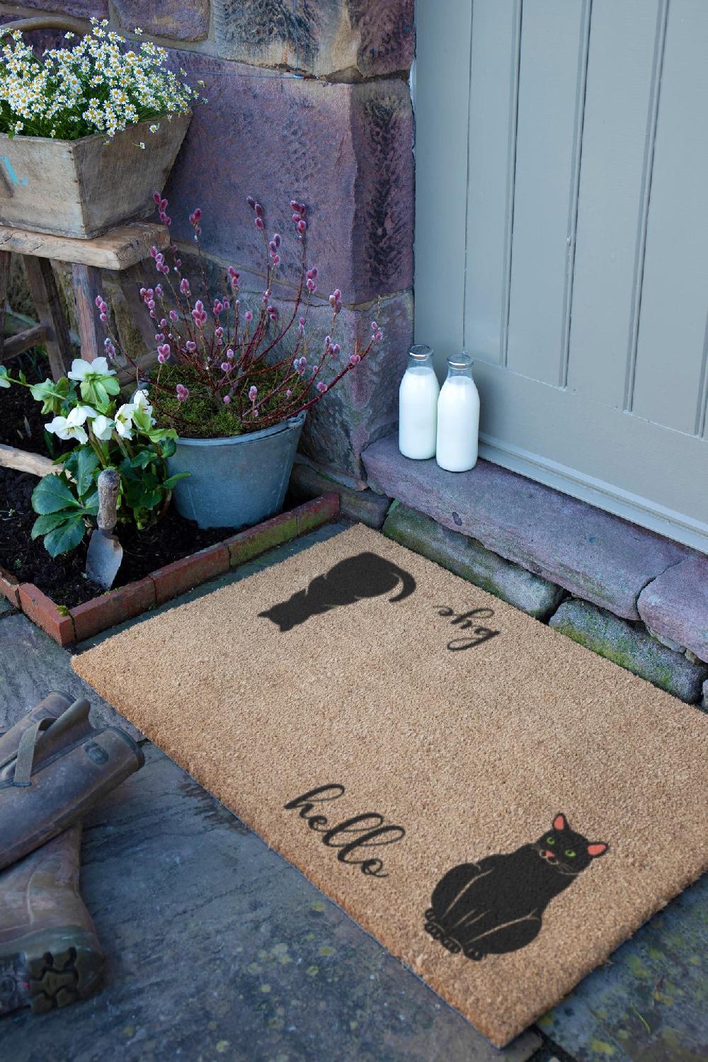 Artsy Doormats Hello Bye Cats Doormat (90 X 60cm)