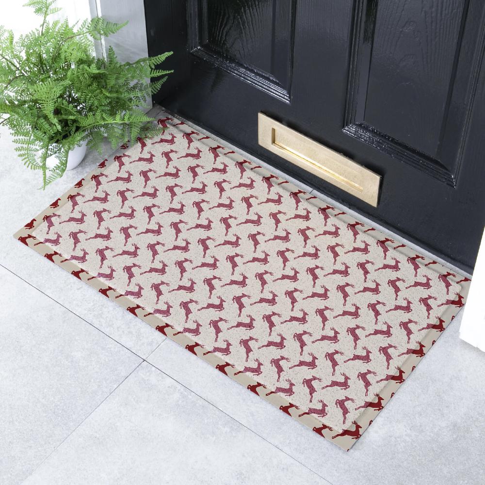 artsy doormats Jumping Reindeer Doormat