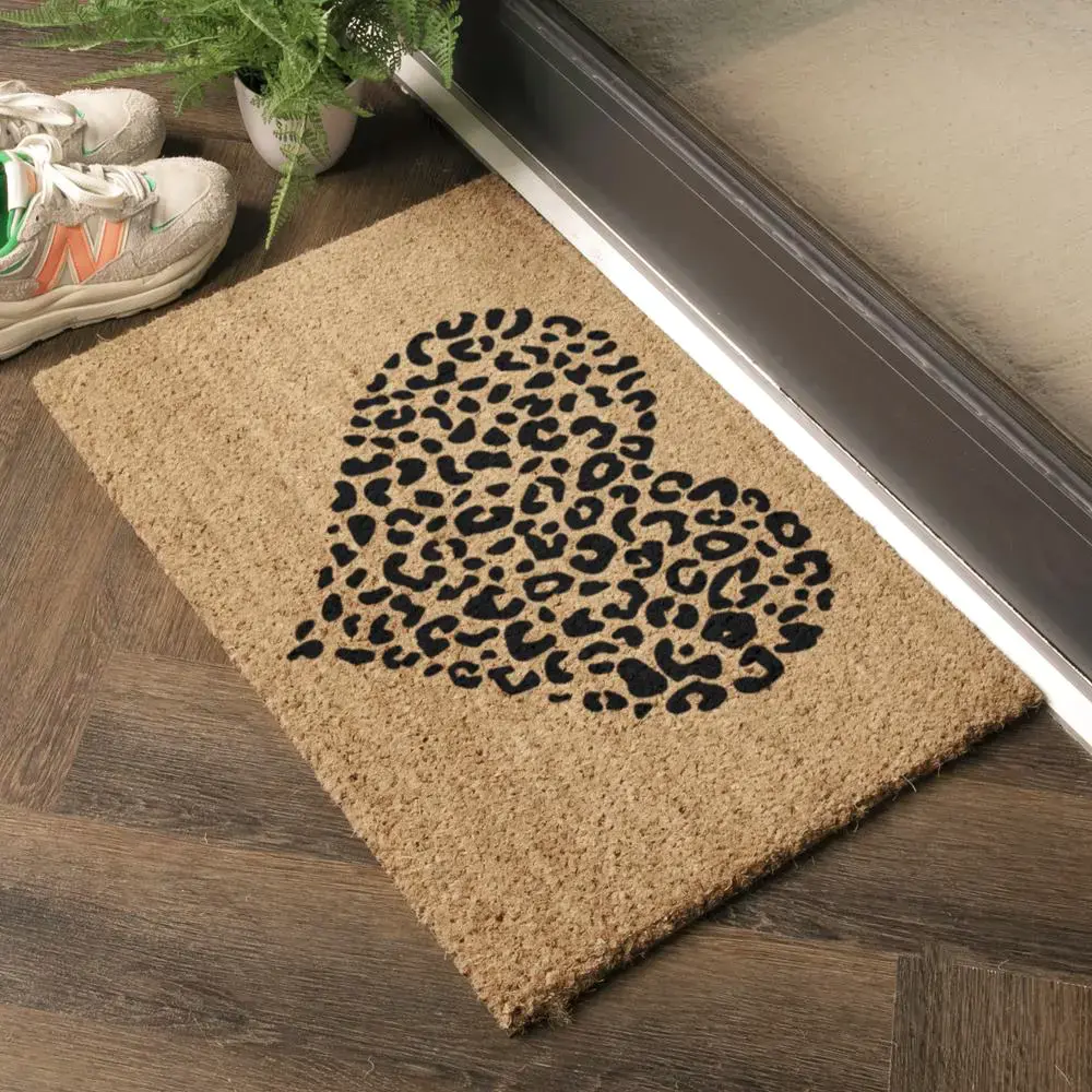 Artsy Doormats Leopard Print Heart Doormat