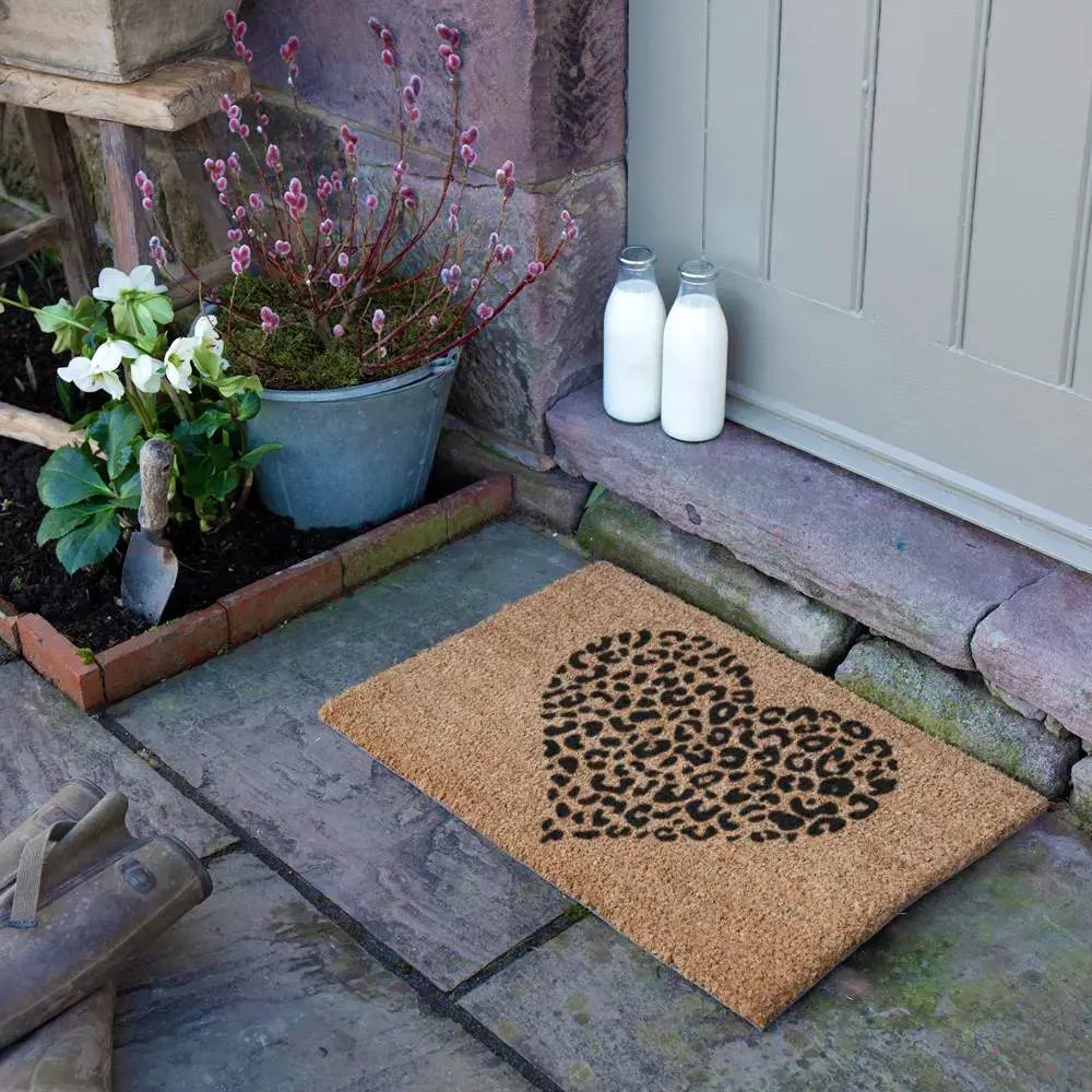 Artsy Doormats Leopard Print Heart Doormat