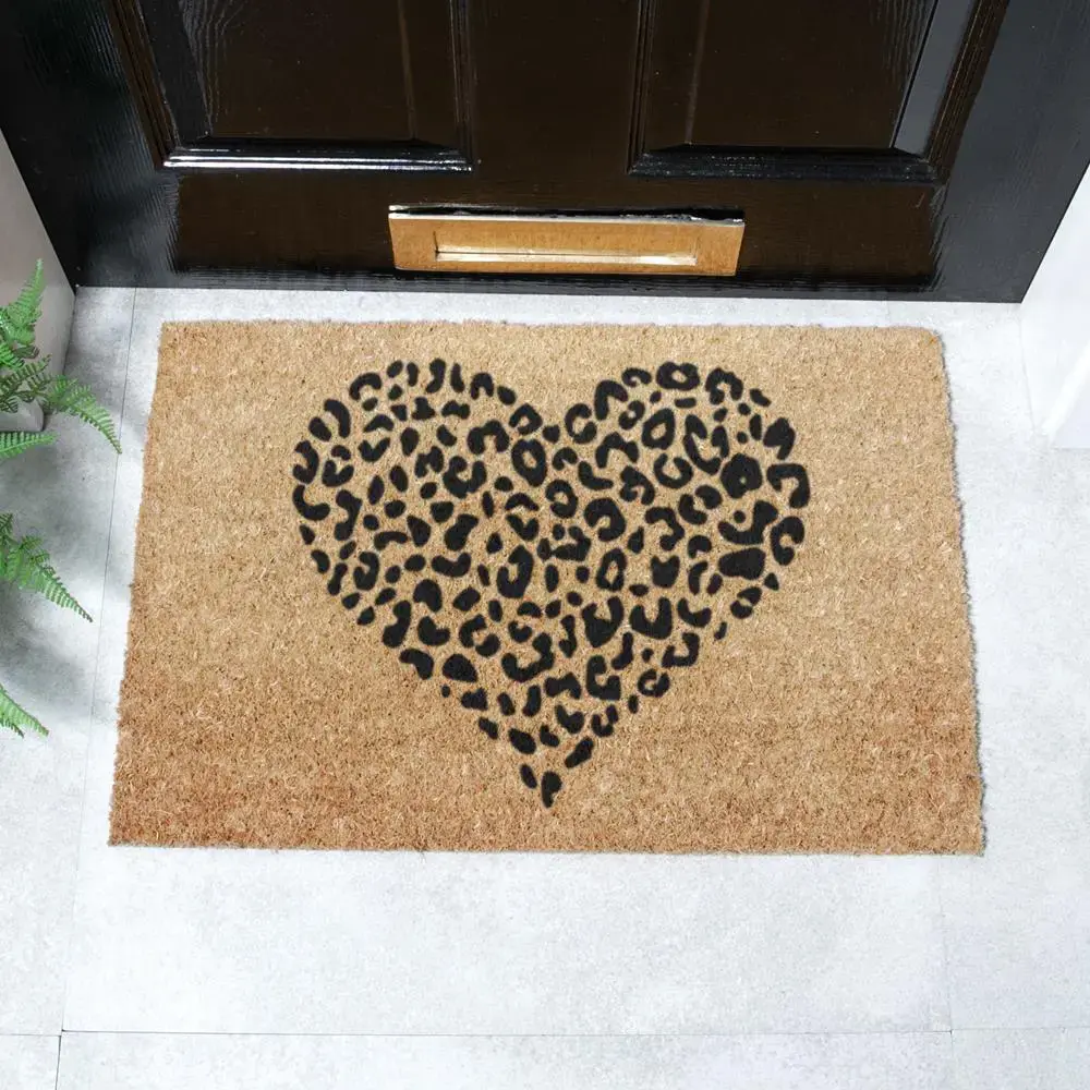 artsy doormats Leopard Print Heart Doormat