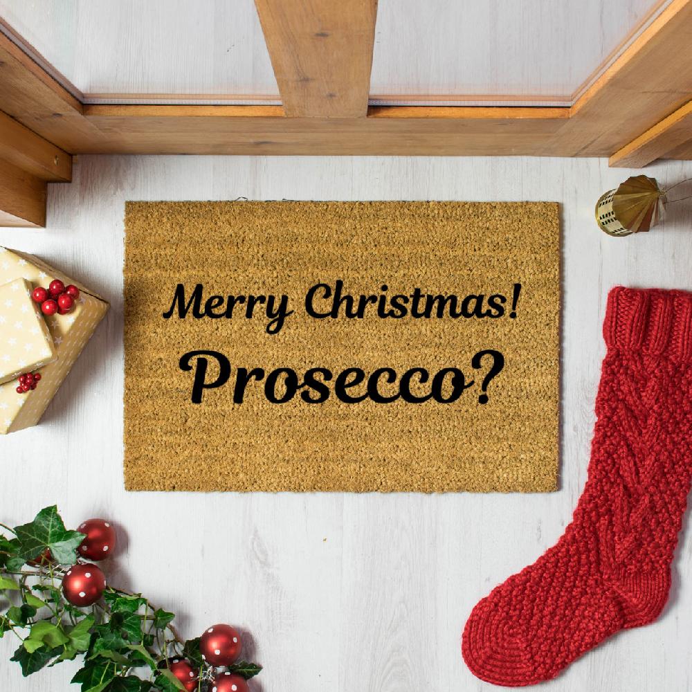 artsy doormats Merry Christmas Prosecco? Doormat