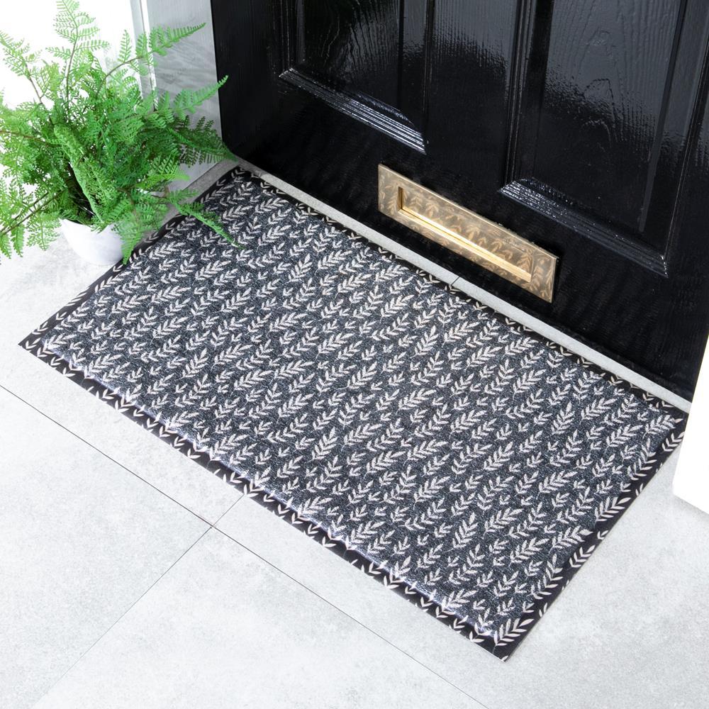 artsy doormats Navy Leaf Doormat (70 x 40cm)