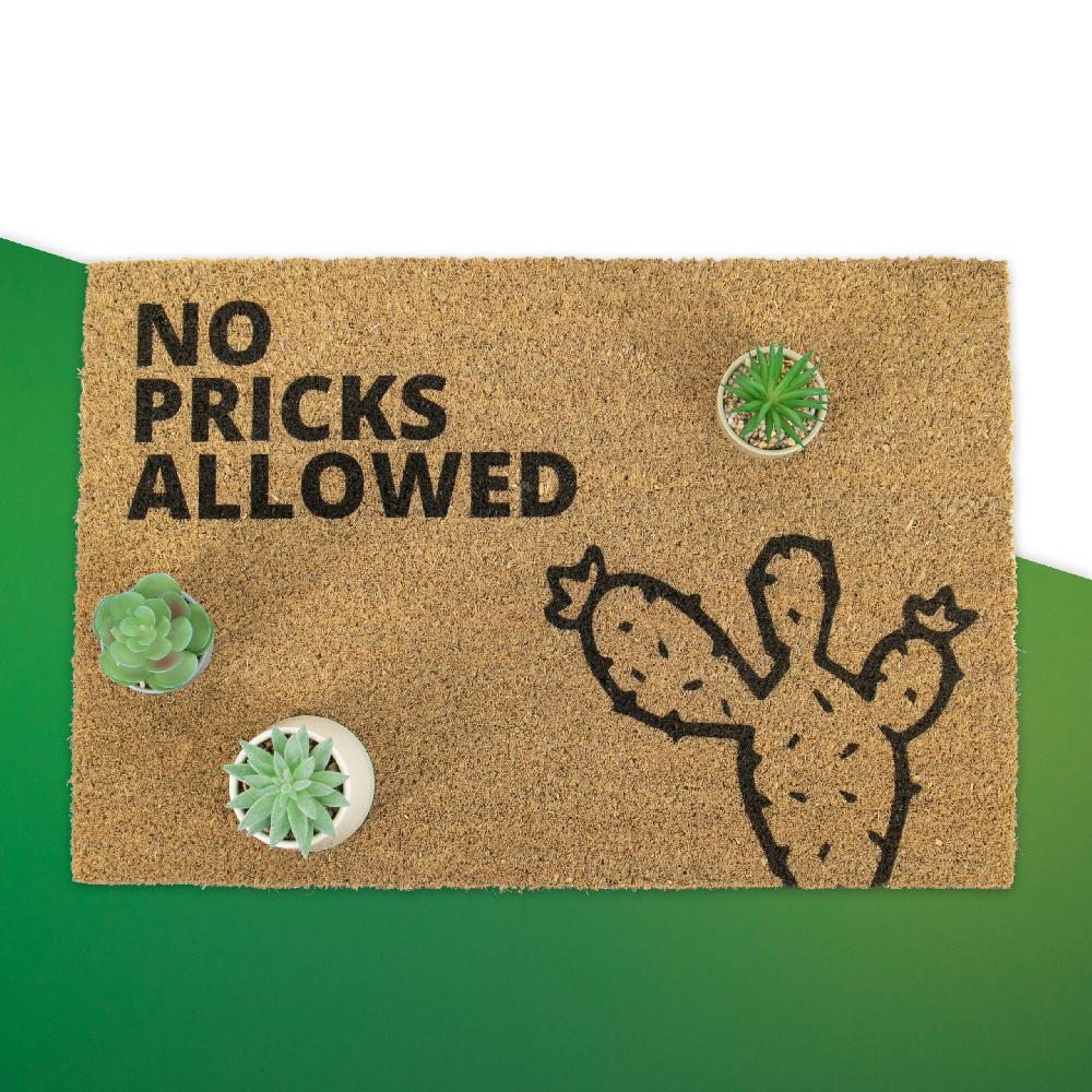 artsy doormats No Pricks Allowed Cactus Doormat