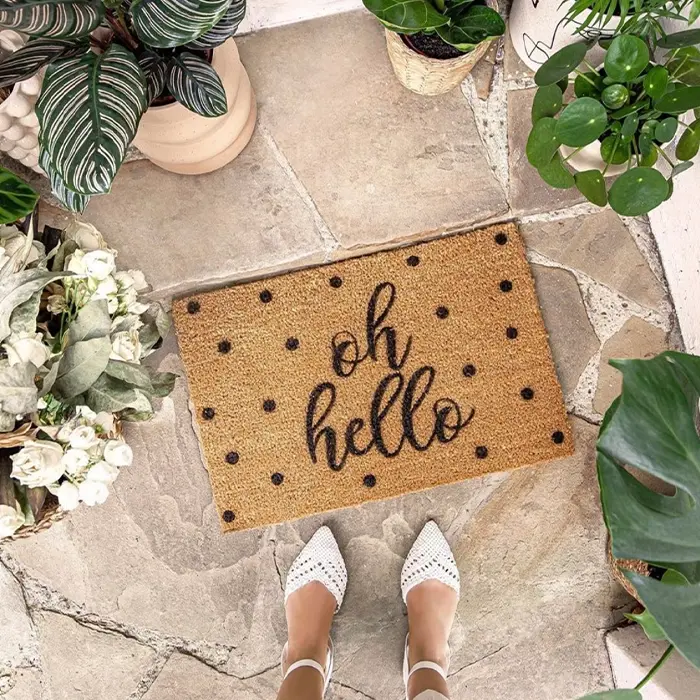 Artsy Doormats Oh Hello Polka Dot Doormat