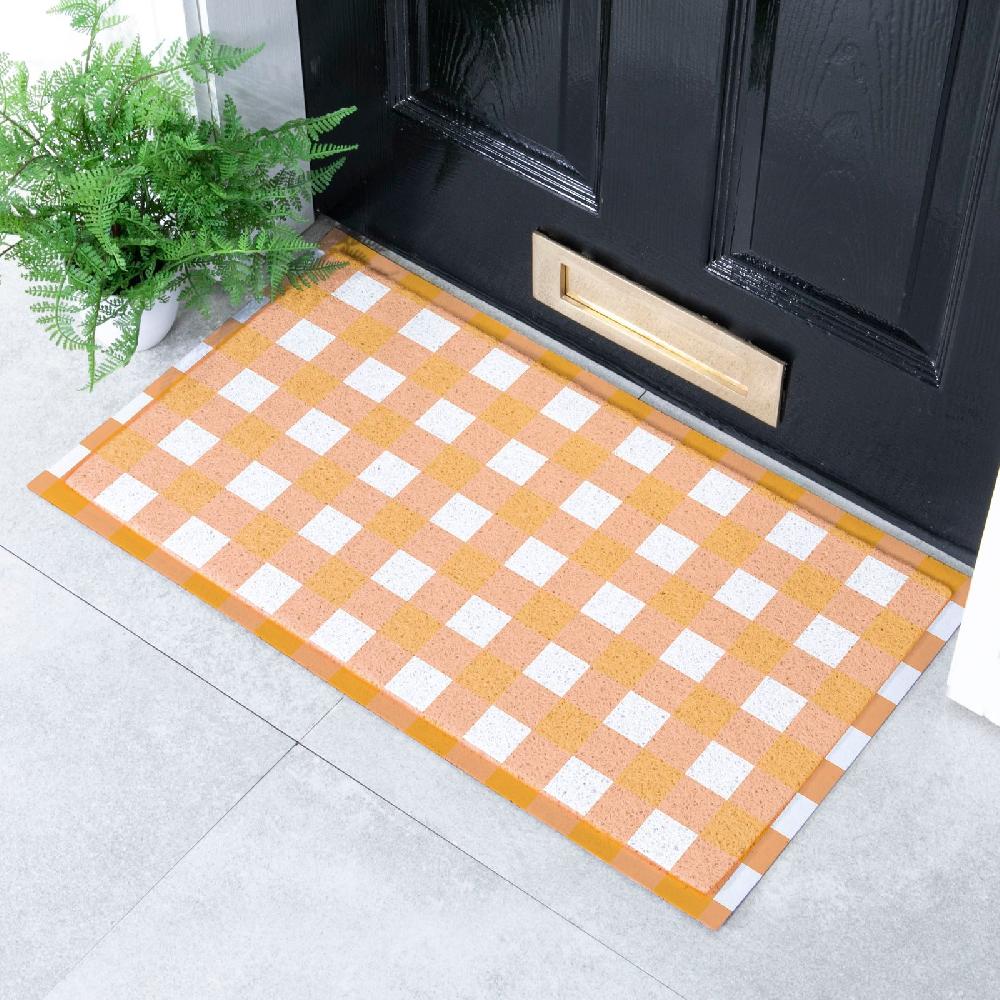 artsy doormats Orange Gingham Doormat (70 x 40cm)