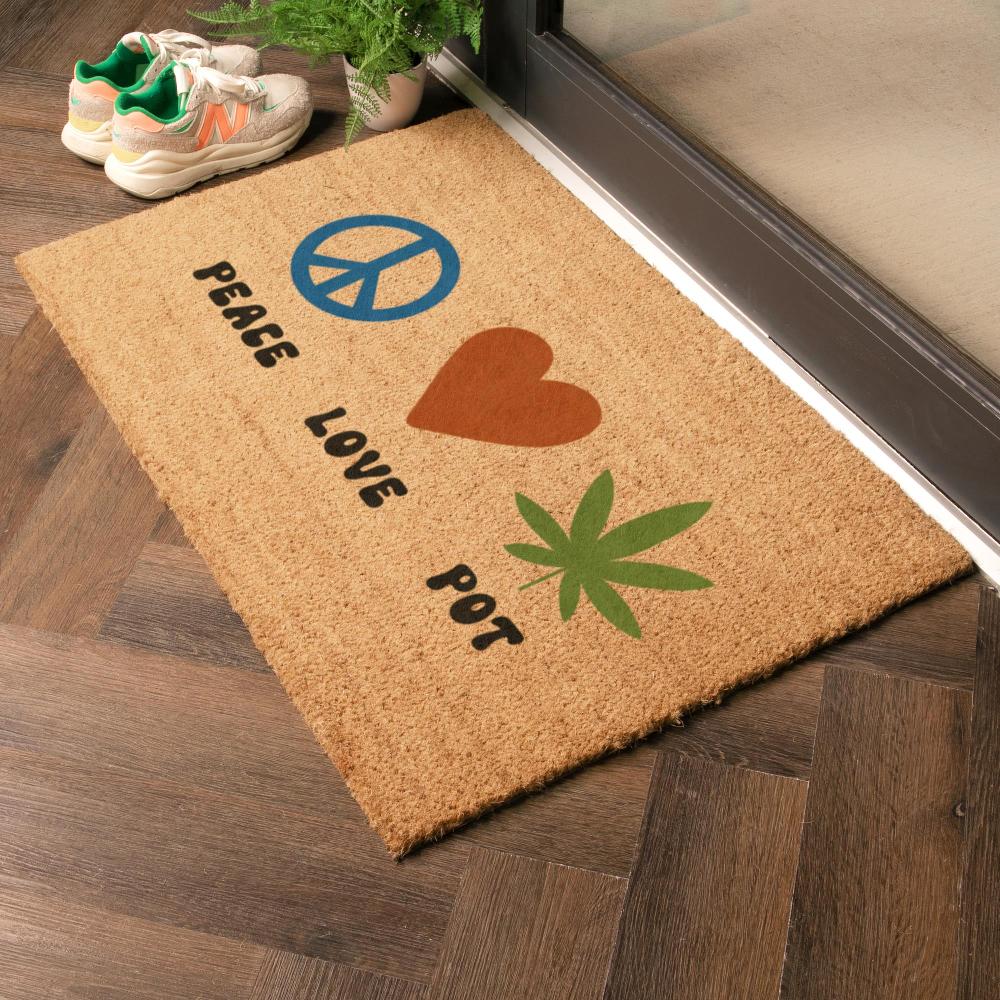 Artsy Doormats Peace Love Pot Doormat (90 X 60cm)