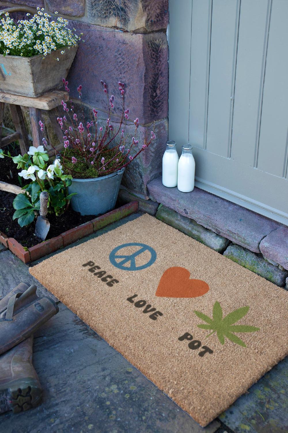 Artsy Doormats Peace Love Pot Doormat (90 X 60cm)