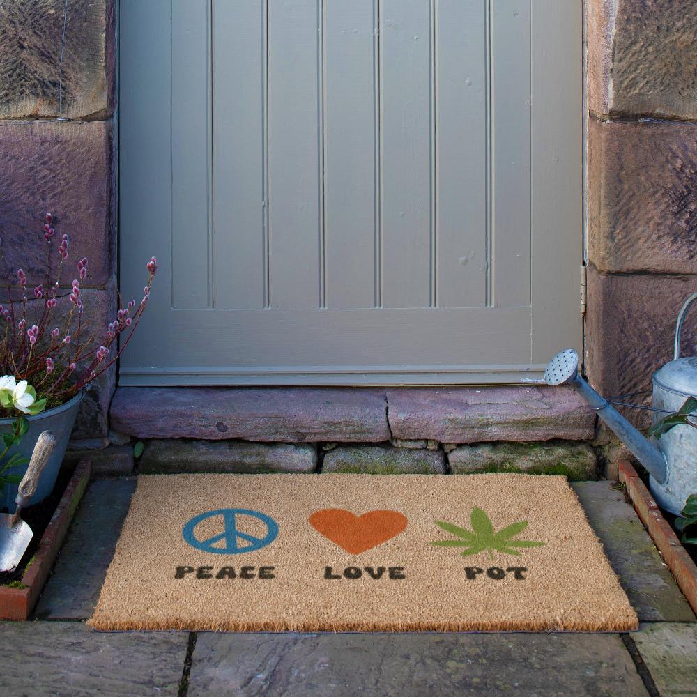 Artsy Doormats Peace Love Pot Doormat (90 X 60cm)