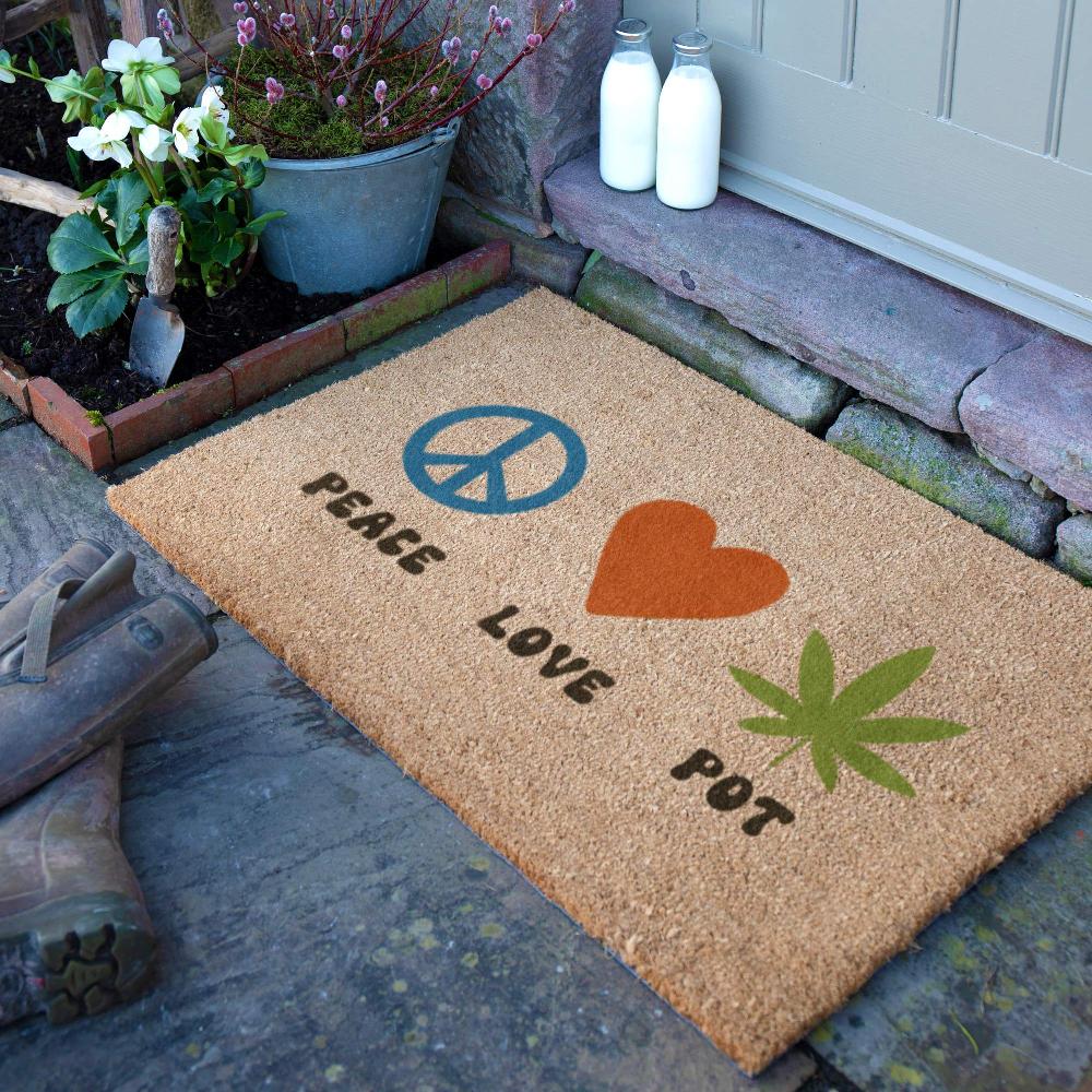 artsy doormats Peace Love Pot Doormat (90 x 60cm)