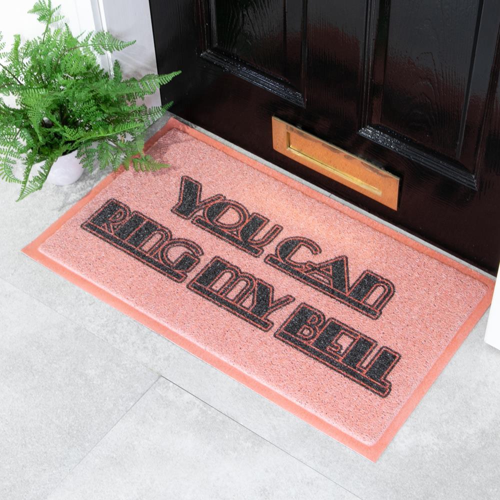 artsy doormats Pink Ring My Bell Doormat (70 x 40cm)