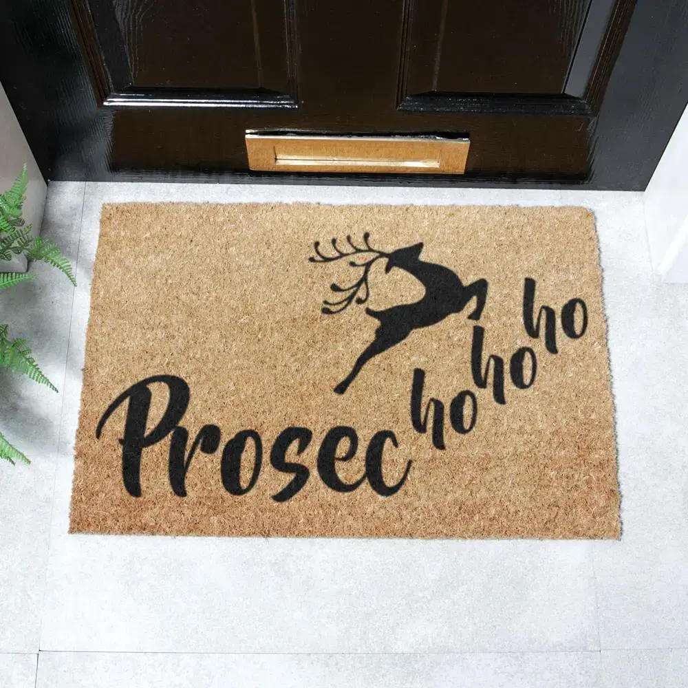 artsy doormats Prosec Ho Ho Ho Christmas Doormat