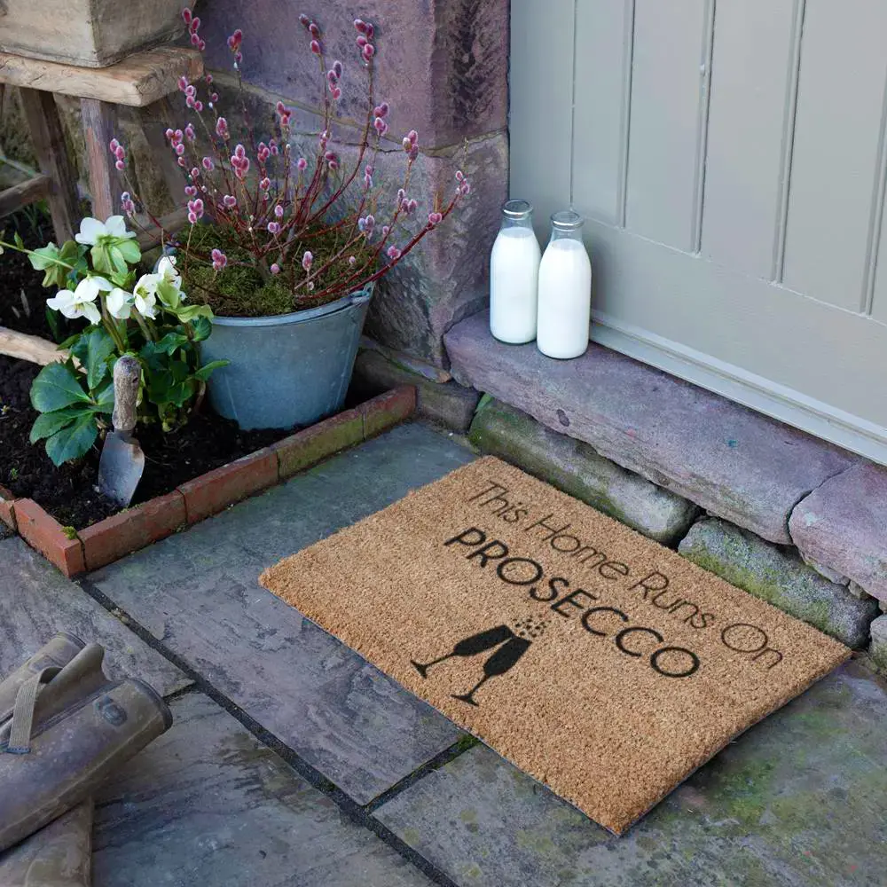 Artsy Doormats This Home Runs On Prosecco Doormat